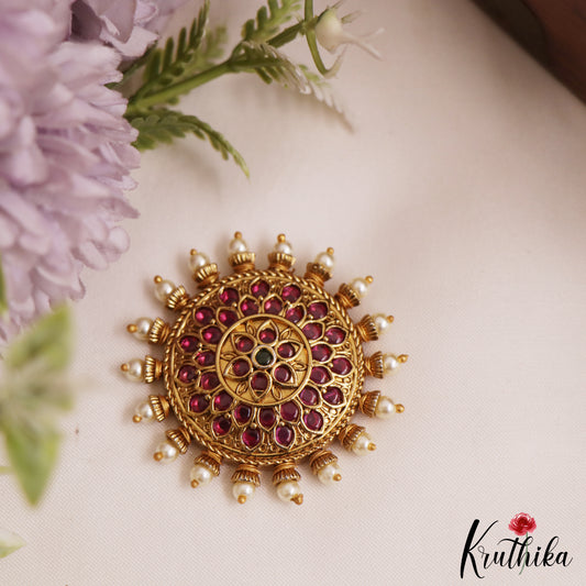 Traditional Antique Floral Motifs Chandra Surya Jadau Hair Ornaments J372