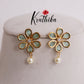 Beautiful Floral Ear Studs Pearl Drop E705 (Available in 5 Colours)