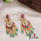 Gorgeous Floral Chandbali Jadau Earrings With Pearl And Bead Drops E856