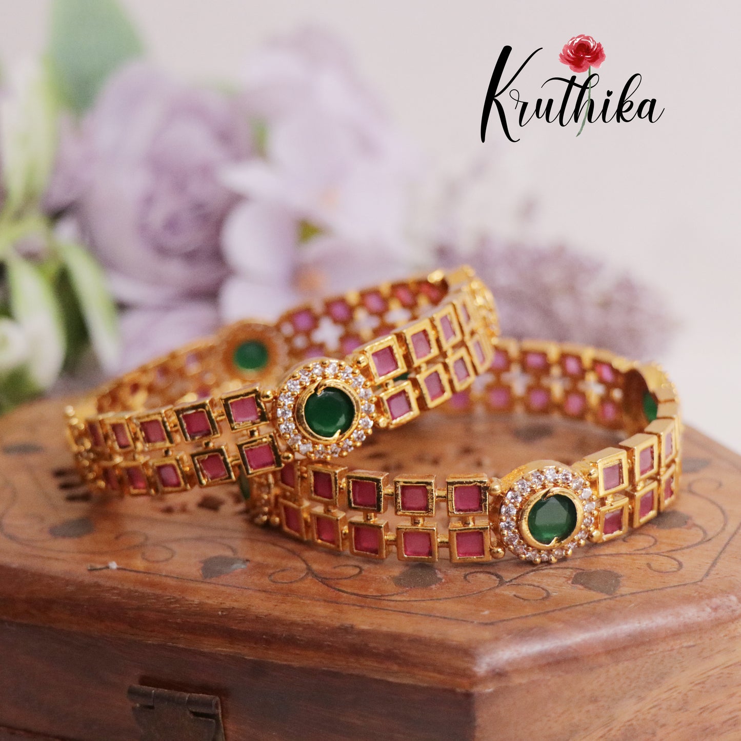 Trendy AD Victorian Bangles B244 (Set of 2 Bangles)