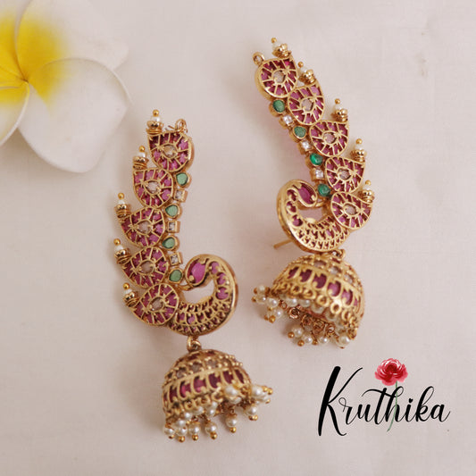 Grand Kemp Peacock Jhumkas E500
