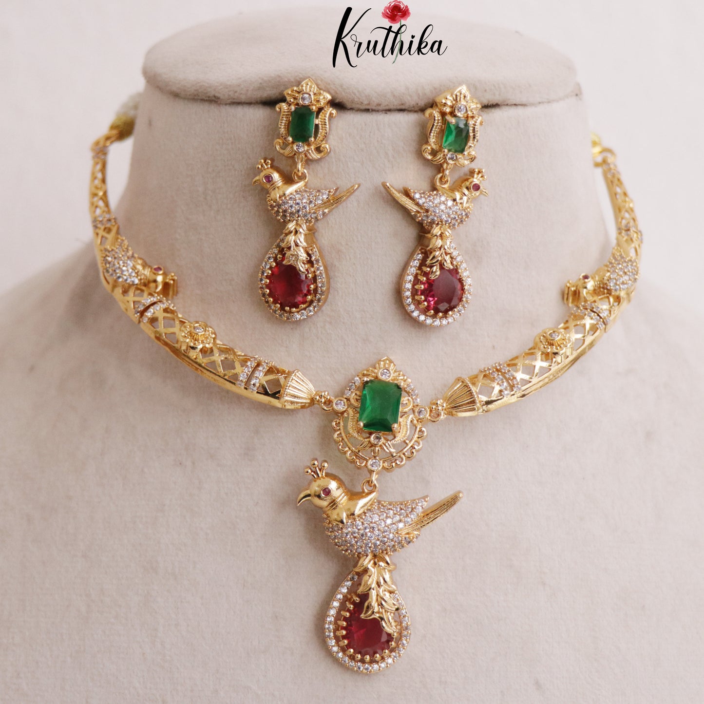 Beautiful CZ Peacock Pendant Hasli Necklace NC2276 (Available in 3 Colors)