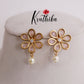 Beautiful Floral Ear Studs Pearl Drop E705 (Available in 5 Colours)