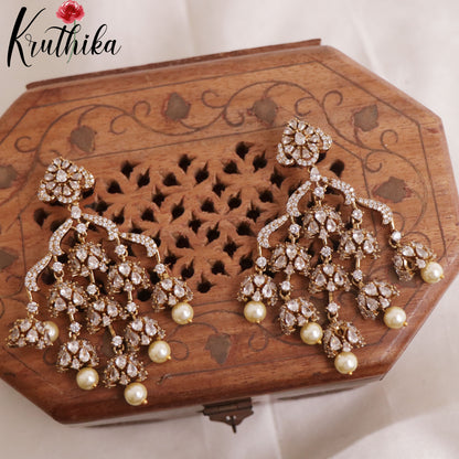 Beautiful Victorian AD Stone Chandelier Earrings E513 (Available in 6 Colours)