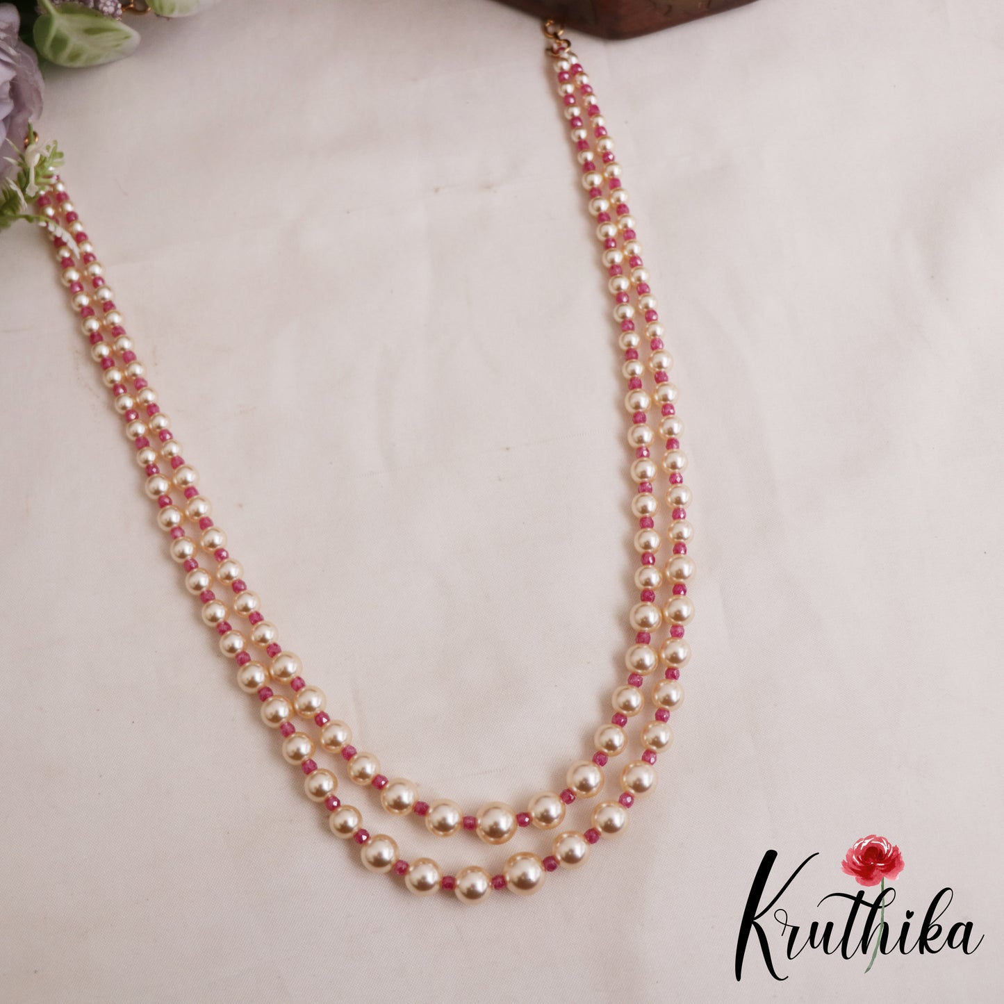Elegant Double Layered Pearl Bead Mala NC2916 (Available In 2 Colors)