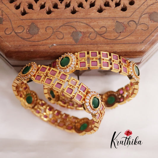 Trendy AD Victorian Bangles B244 (Set of 2 Bangles)