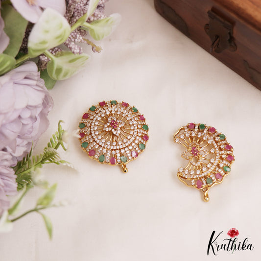 Sparkling Floral Motifs Gold-Tone Chandra Surya AD Hair Ornaments J391