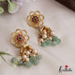 Beautiful Floral Jhumka Jadau Earrings With Pearl And Bead Drops E841
