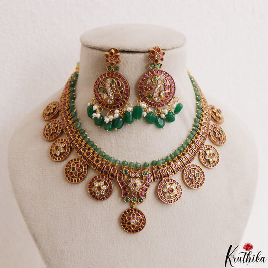 Premium Peacock Floral Motifs Kemp Choker NC3194