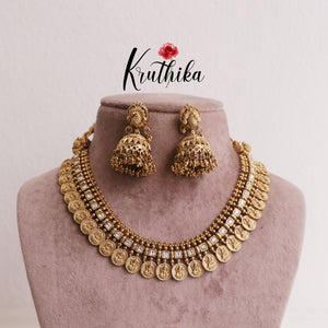 Premium Lakshmi Jadau Coin/Bottu Necklace NC2010 (Available in 4 Colours)