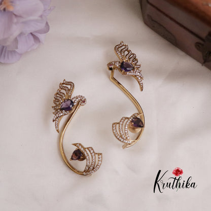 Gorgeous CZ Sparkling Victorian Peacock Ear cuff E677 (Available in 4 Colors)