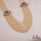 Gorgeous Multi Strand Pearl Chain With Victorian Side Pendant LH2033