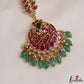 Gorgeous Jadau Maang Tika With Green Bead Drops MT417