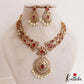 Stunning Geometric Motifs AD Victorian Necklace With Pearl Drops NC2772 (Available In 2 Colors)
