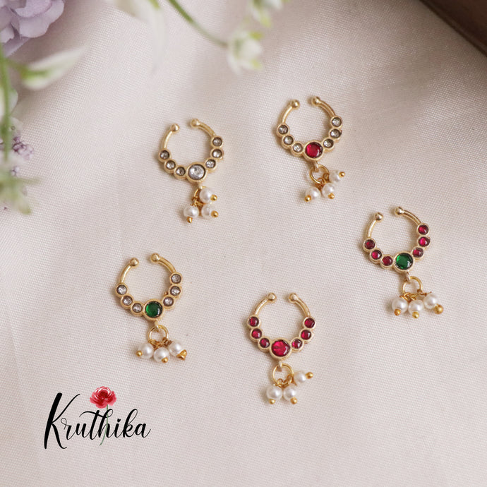 Simple Jadau Septum Nose Ring- No Piercing Required N31 (Available in 5 Colours)