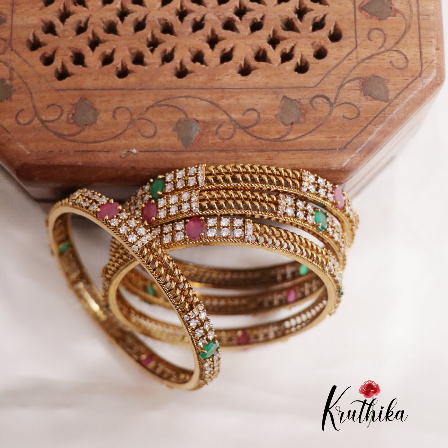 Simple CZ Multi Stone Bangles B241  (Set of 4 Bangles)