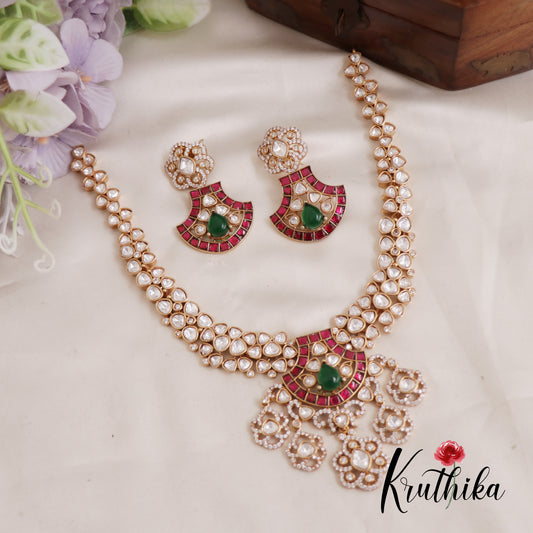 Stunning Geometric Motifs Mossanaite Jadau Necklace NC2606