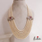 Gorgeous Multi Strand Pearl Chain With Victorian Side Pendant LH2033