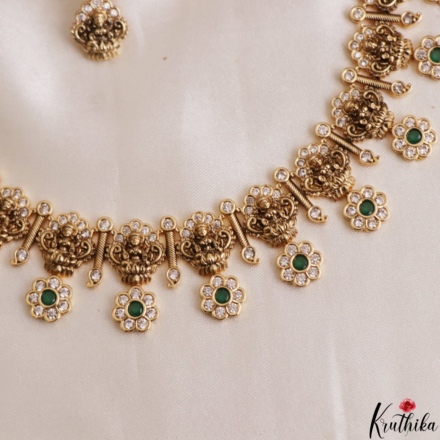 Classic Antique Nagas Lakshmi Floral Motifs Temple Choker NC3184 (Available In 2 Colors)