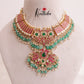 Gold replica Grand Jadau bridal Necklace with pastel green beads NC1892