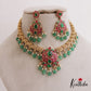 Elegant Antique Floral Motifs Jadau Necklace With Bead Drops NC2695 (Available In 2 Colors)