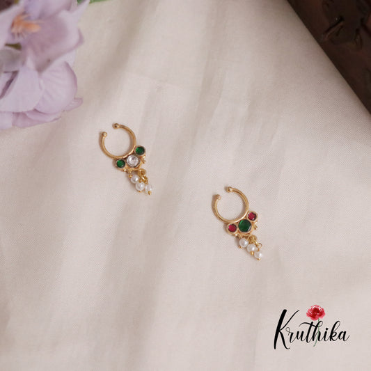 Simple Jadau Septum Nose Ring- No Piercing Required N56 (Available in 2 Colours)