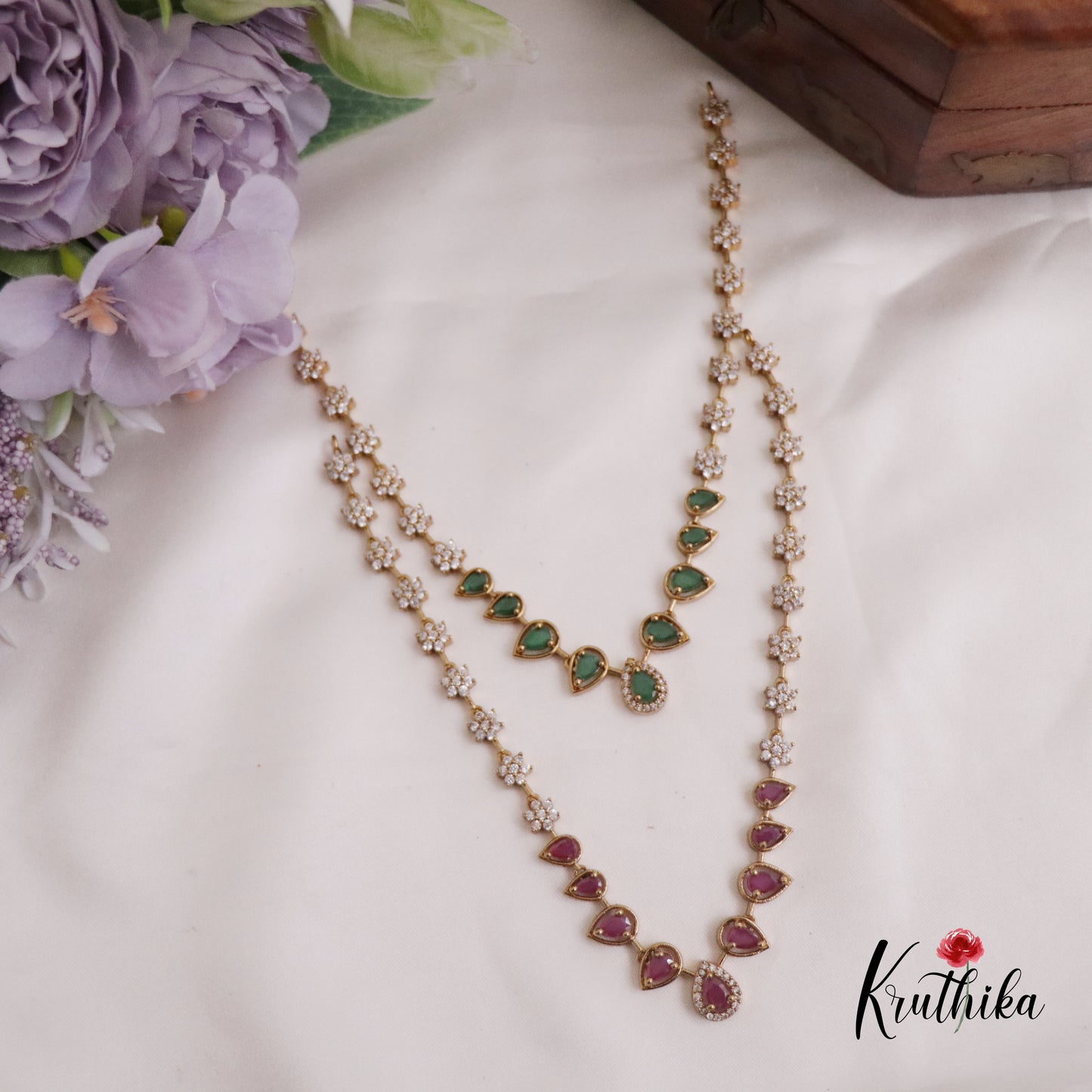 Simple Trendy AD Victorian Necklace NC2254 (Available in 2 Colours)