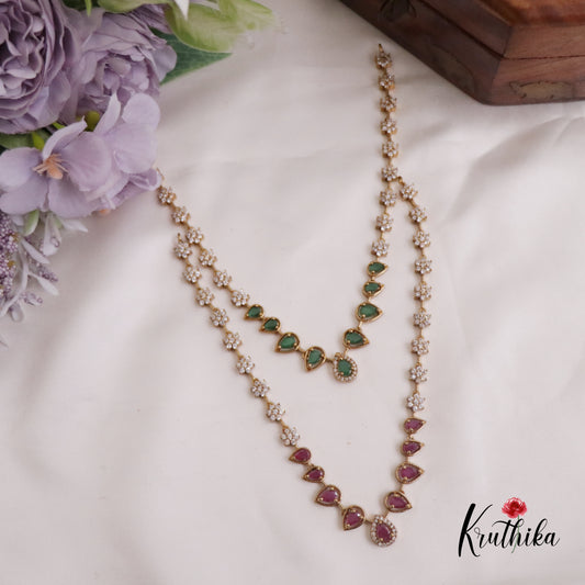 Simple Trendy AD Victorian Necklace NC2254 (Available in 2 Colours)