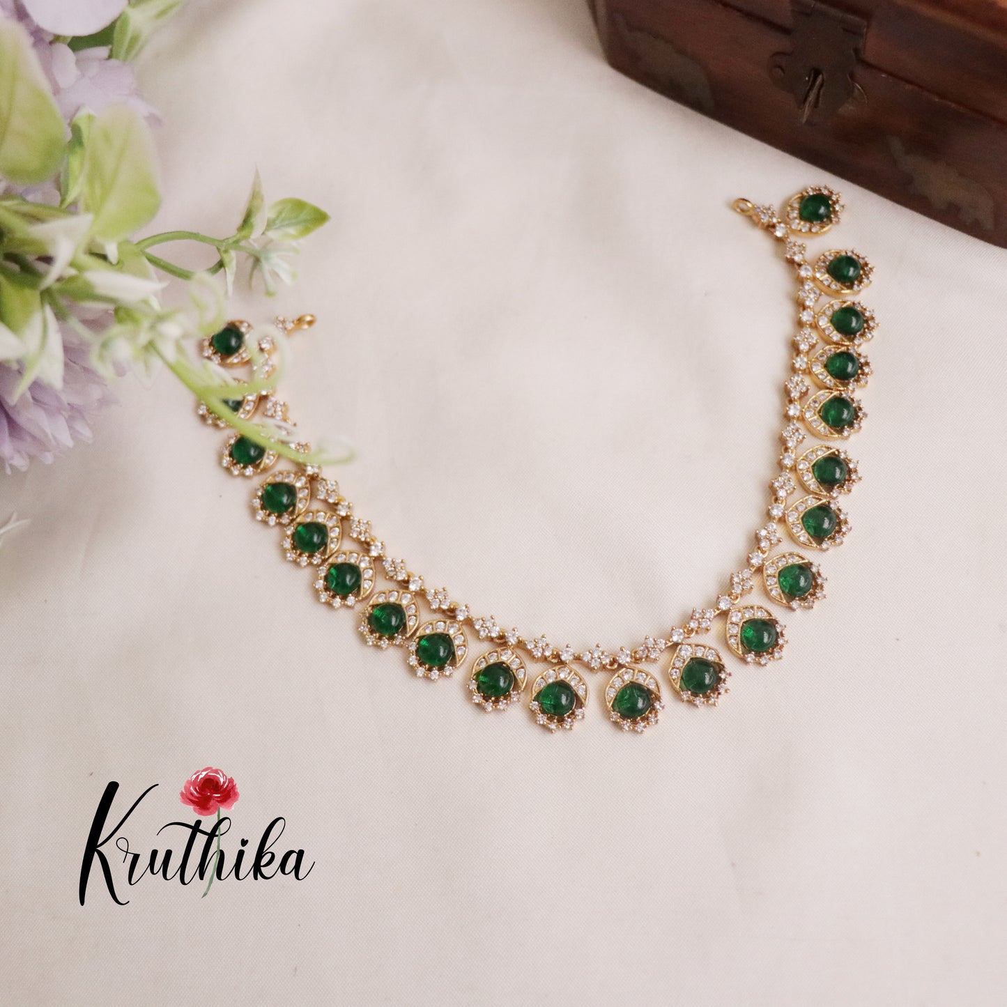 Simple AD Stone Pendant Drops Necklace NC2208 (Available in 3 Colours)