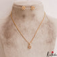 Simple AD Floral Motifs Gold-Tone Chain Pendant Set NC2931