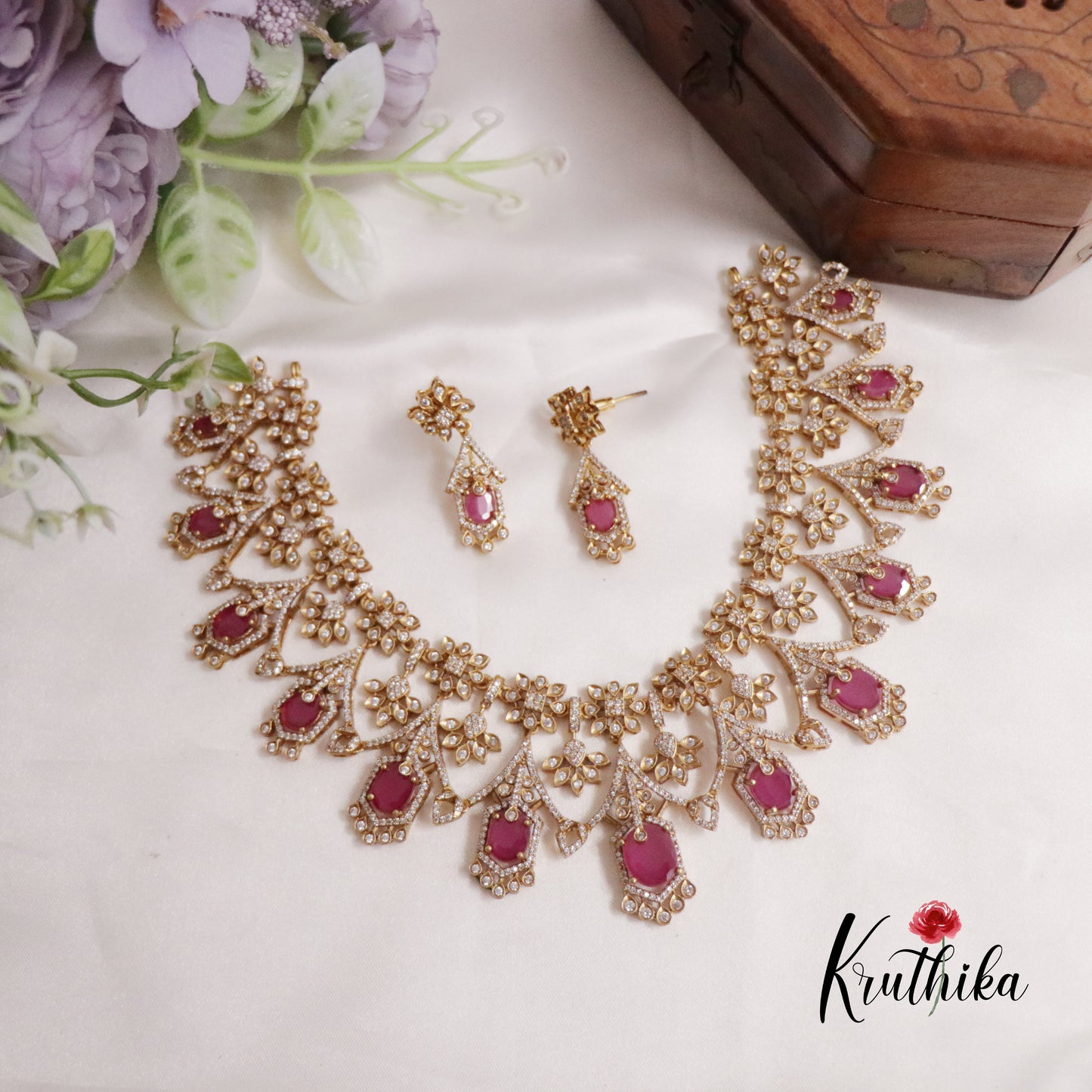 Grand CZ Victorian Necklace with Pendant Drop NC2239 (available in 2 Colors)