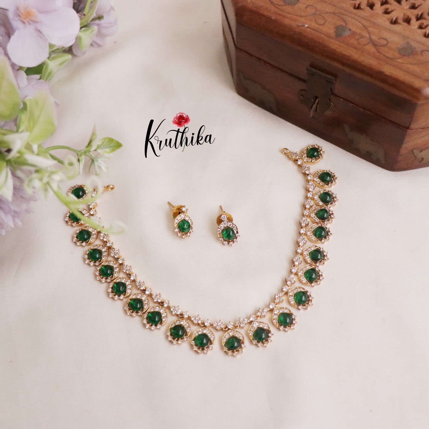 Simple AD Stone Pendant Drops Necklace NC2208 (Available in 3 Colours)