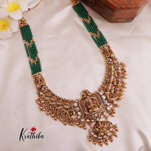 Exquistie Kundan Temple Nagas Green beads haaram LH811