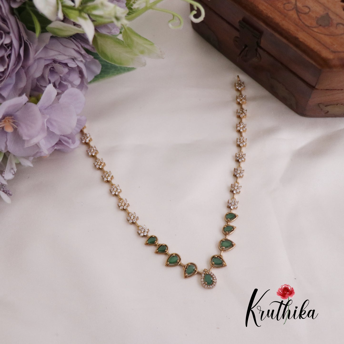 Simple Trendy AD Victorian Necklace NC2254 (Available in 2 Colours)
