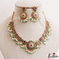 Gorgeous Floral Motifs Jadau Necklace With Green Bead Drops NC3218 (Available In 3 Colors)