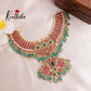 Gold replica Grand Jadau bridal Necklace with pastel green beads NC1892