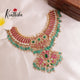 Gold replica Grand Jadau bridal Necklace with pastel green beads NC1892