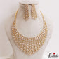 Stunning Leaf Motifs Diamond-Finish Gold-Tone CZ Necklace NC3263