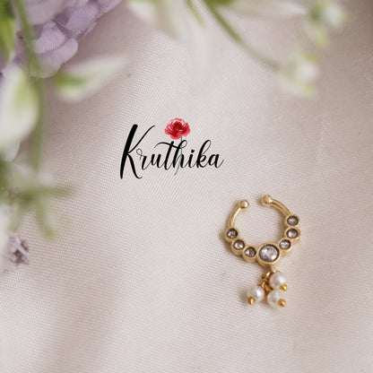 Simple Jadau Septum Nose Ring- No Piercing Required N31 (Available in 5 Colours)