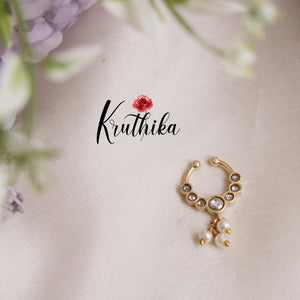 Simple Jadau Septum Nose Ring- No Piercing Required N31 (Available in 5 Colours)