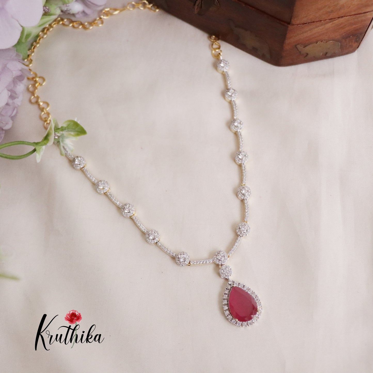 Elegance CZ Sparking Necklace with Pendant Drop NC2169  (Available in 3 Colours)