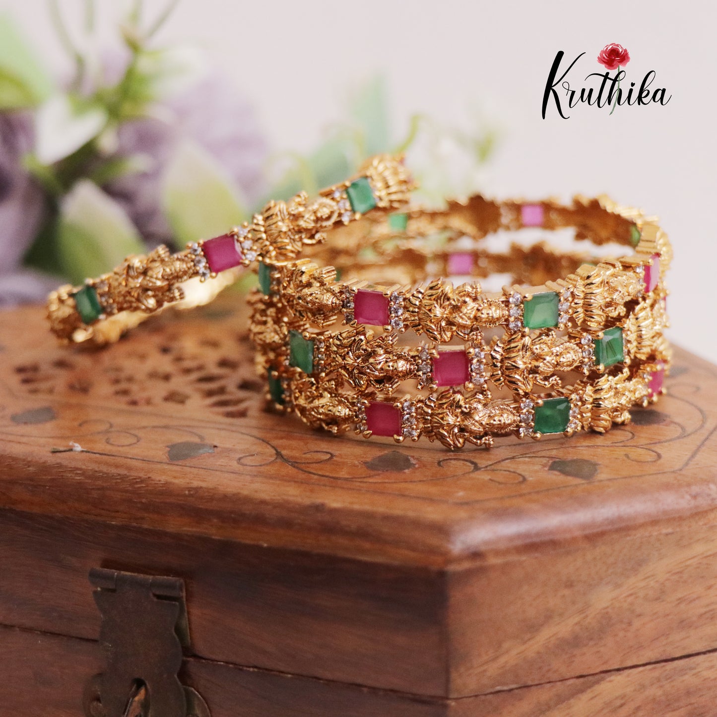 Simple Trendy AD Lakshmi Victorian Bangles B269 (Set of 4 Bangles)