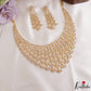 Stunning Leaf Motifs Diamond-Finish Gold-Tone CZ Necklace NC3263