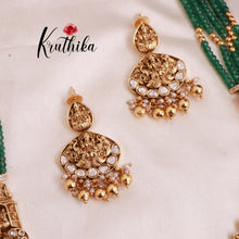 Exquistie Kundan Temple Nagas Green beads haaram LH811