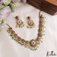 Gorgeous Floral Motifs Jadau Necklace With Green Bead Drops NC3218 (Available In 3 Colors)
