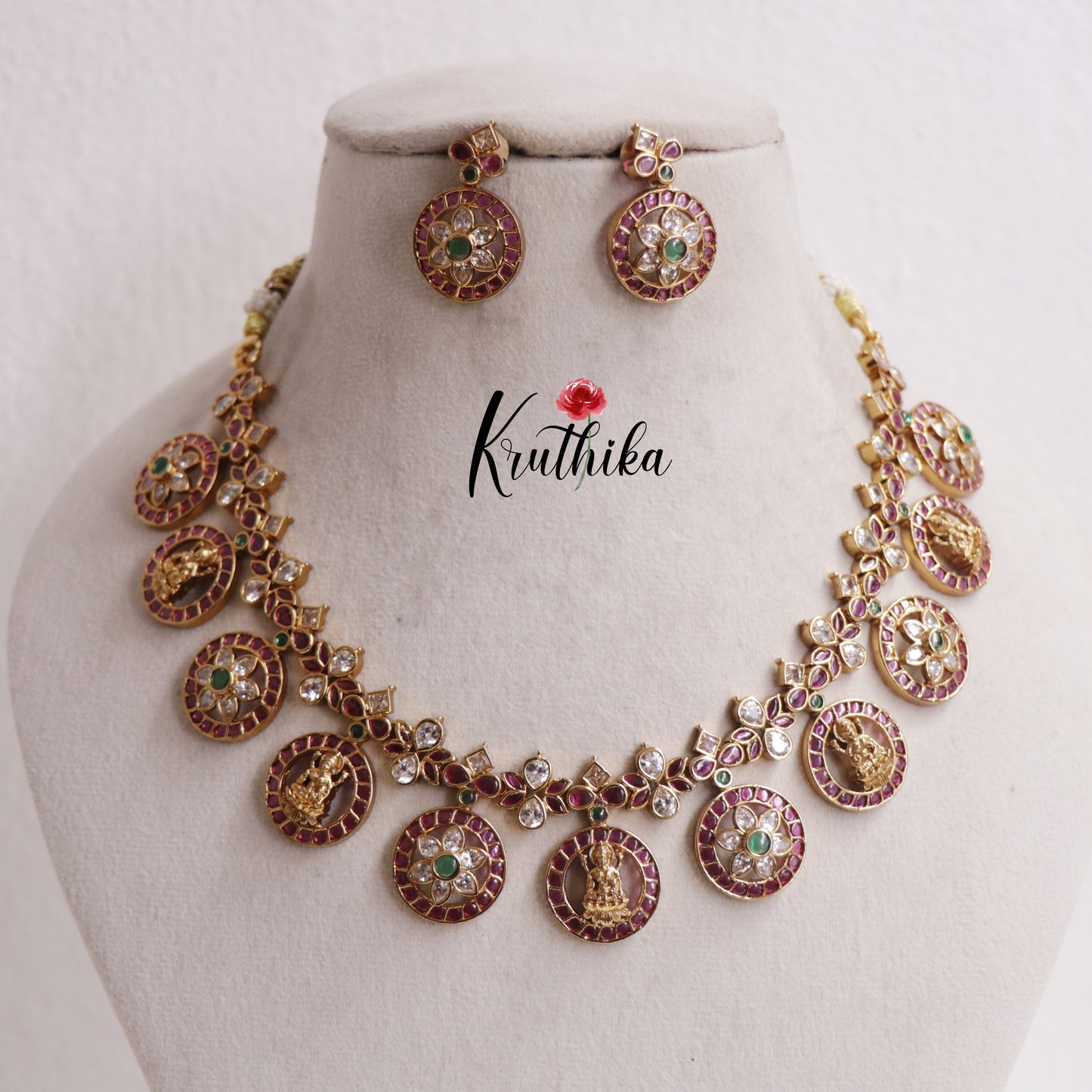 Beautiful Lakshmi Bottu Mala with Kemp Stones Necklace NC2506