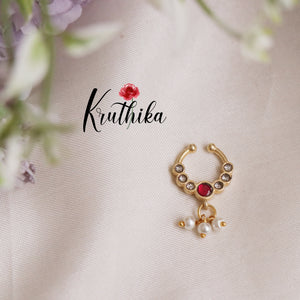 Simple Jadau Septum Nose Ring- No Piercing Required N31 (Available in 5 Colours)