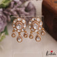 Trendy Floral Motifs Polki Victorian Stud Earrings With Teardrop Drops E1085 (Available In 4 Colors)