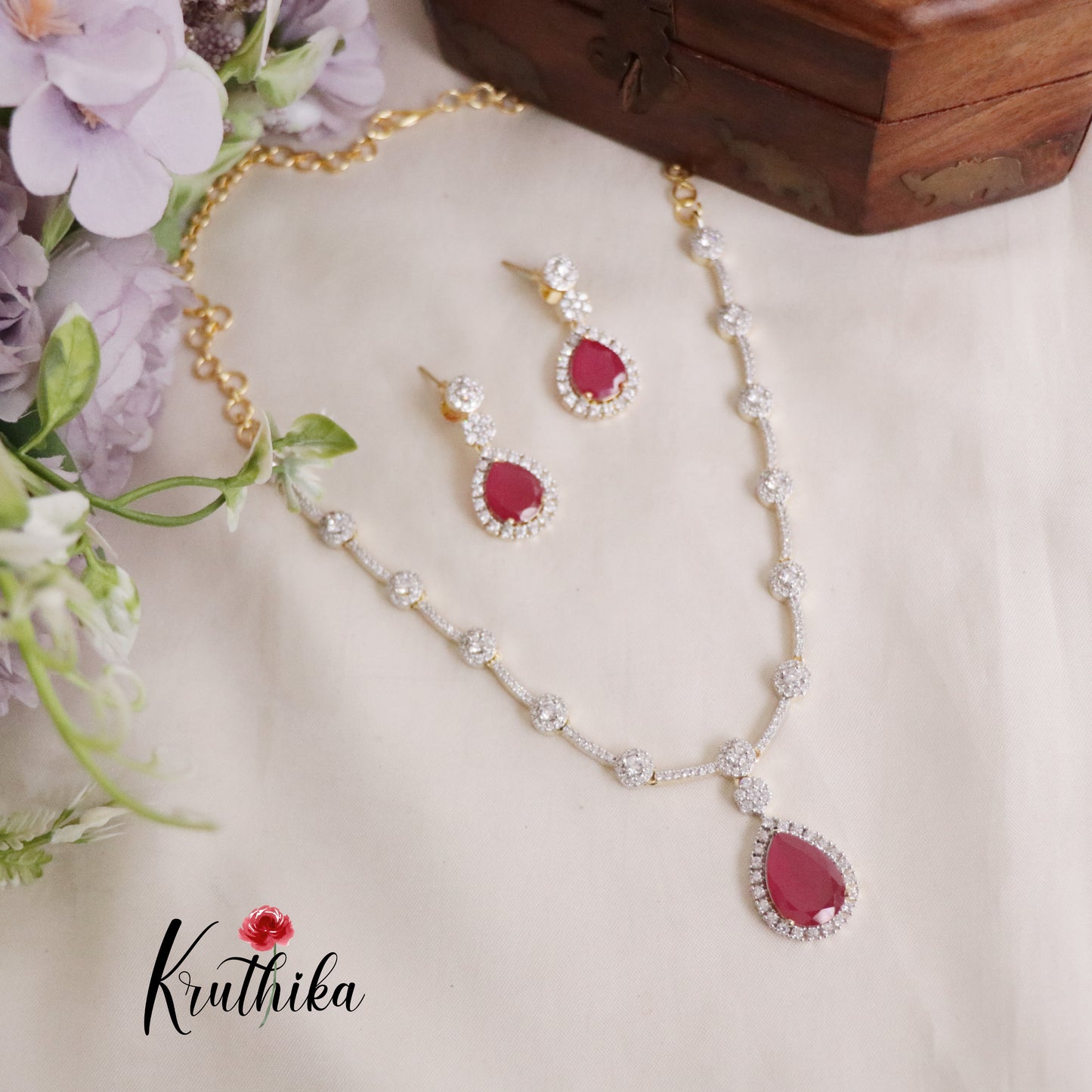 Elegance CZ Sparking Necklace with Pendant Drop NC2169  (Available in 3 Colours)