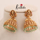Premium Temple Jhumkas with pastel bead drops E489